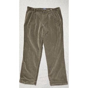 Dockers Mens Brown Corduroy Pants 38x32 Relaxed Fit Pleated Cuffed Straight Leg